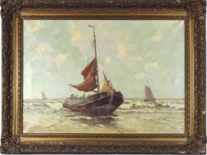 null JANSEN J (1876-1958)

Bateau de pêche sur la plage

Huile sur toile signée et...