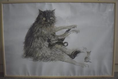 null KOEVA-EHLINGER Radka (1937) 

Chatte et chatons 

Gouache sur papier 