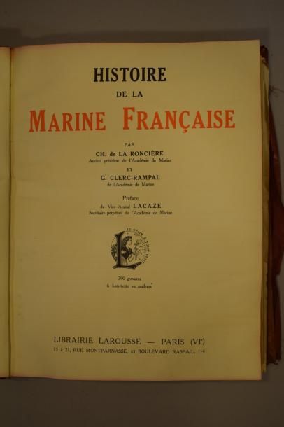 null Lot composé de ( en l'état) : 



- Histoire de la Marine Française, Paris Larousse....