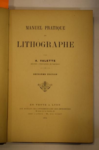 null Lot comprenant : 



- A. VALETTE, Manuel pratique du lithographe. 

Lyon, chez...