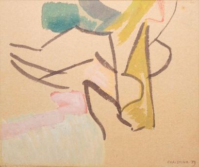 null BOUMEESTER Christine, 1904-1971, 

Composition aux traits noirs, 1959, 

aquarelle,...