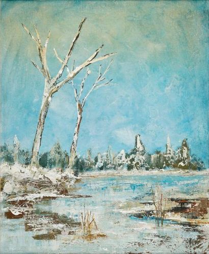 null HABER, XXe siècle, 

Paysage hivernal, 

peinture sur toile, signée en bas à...