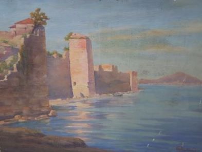null PRUDHOMME M., XXe siècle, 

Cité fortifiée en Méditerranée, 

huile sur toile...