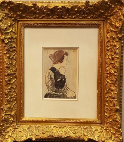 null PIET Fernand, 1869-1942, 

Femme de profil, 

gouache et pastel (rousseurs),...