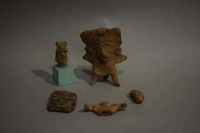 null Lot de cinq fragments de terre cuite aztèque