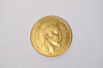null Pièce en or de 50 francs Napoléon III, tête nue, 1857A.

Poids : 16.1 g 