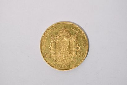 null Pièce en or de 50 francs Napoléon III, tête nue, 1857A.

Poids : 16.1 g 