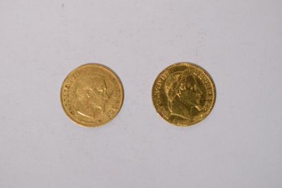 null [ Pièce en or ]

Deux pièces en or de 10 francs Napoléon III, l'une " tête nue...