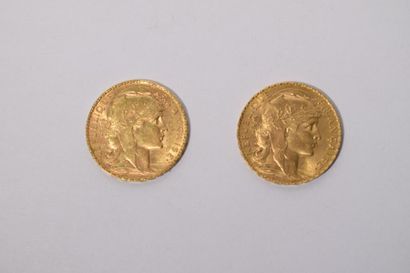null [ Pièce en or ]

2 pièces de 20 francs " coq " 1911.

Poids : 12,9 g 