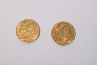 null [ Pièce en or ]

2 pièces de 20 francs " coq " 1911.

Poids : 12,9 g 