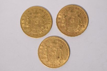 null [ Pièce en or ]

3 pièces en or 20 Fr " Napoléon tête laurée " ( 1 x 1863 A...