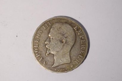 null [ Pièce en argent ] 

5 francs Napoléon III tête nue ( F. 330 ). 1856 BB. Poids...