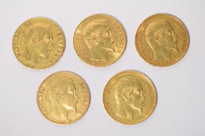 null FRANCE
5 pièces en or 20 francs " Napoléon tête nue " ( 2 x 1854 A ; 1953 A...