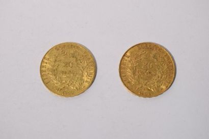 null 2 pièces en or de 20 francs Cérès IIème République (1850 A et 1851 A) 

TTB...
