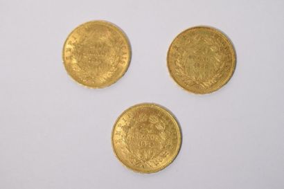null 3 pièces en or de 20 francs Napoléon III "tête nue" (1855 A ; 1857 A ; 1858...