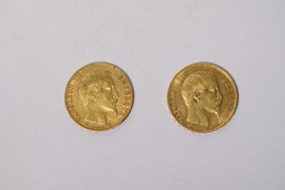 null 2 pièces en or de 20 francs Napoléon III "tête nue" (1859 BB ; 1860 A).

TB...