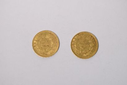 null 2 pièces en or de 20 francs Napoléon III "tête nue" (1857 A ; 1859 BB).

TB...