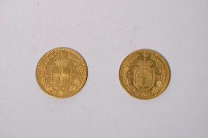 null 2 pièces en or de 20 lires Humberto I (1882 R)

TB 

Poids : 12.9 g

