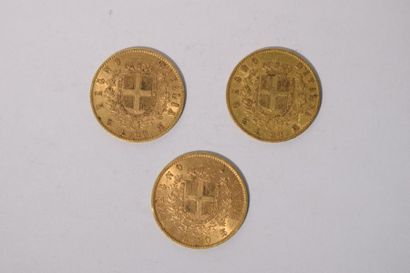 null 3 pièces en or de 20 lires Victor-Emmanuel II (1863 T BN x 3)

TTB

Poids :...