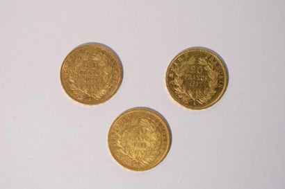 null 3 pièces en or de 20 francs Napélon III "tête nue" (1854 A ; 1857 A ; 1858 A)





TB...
