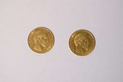 null 2 pièces en or de 20 francs Napélon III "tête nue" (1856 A ; 1857 A)

TB à TTB...