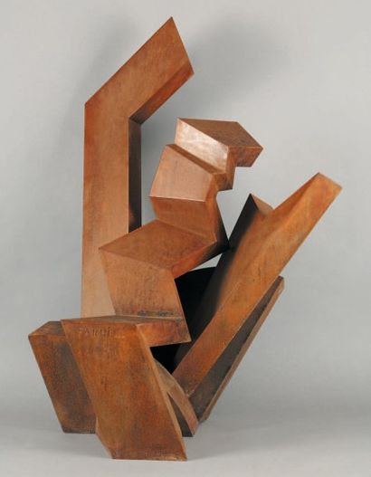Jean-Claude FAHRI Parure ondulatoire (étude) Sculpture volume en métal soudé à patine...