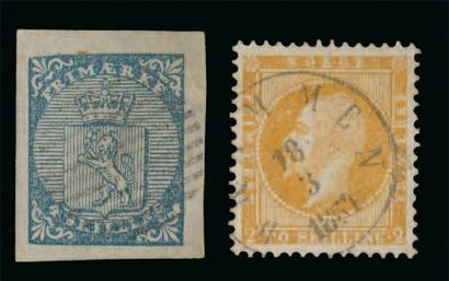 NORVEGE N° 1, 2 Ø, TTB exemplaire choisi + une plaquette de timbres semi moderne...