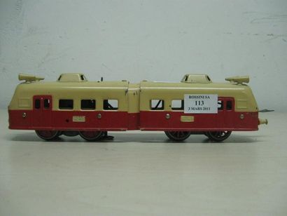 JEP Petit autorail électrique deux voitures NORD rouge et crème. Long. : 33 cm.