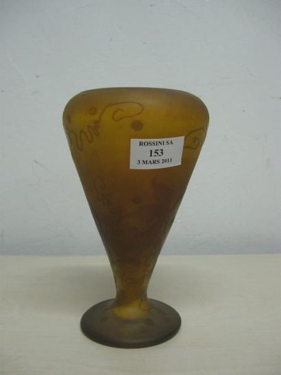 GALLE Émile (1846 - 1904) Vase conique sur piédouche. Épreuve de tirage industriel...
