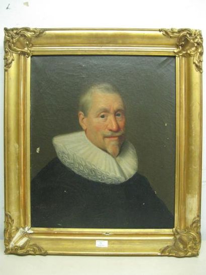 Ecole Hollandaise (Dans le Goût du XVIIe siècle) Portrait d'homme en buste et collerette...