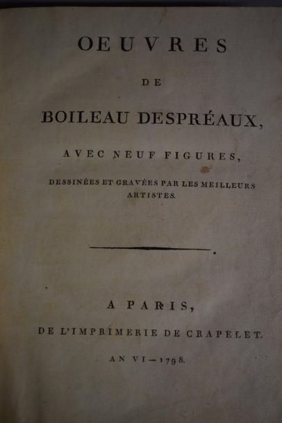 null BOILEAU-DESPRÉAUX, Nicolas, Oeuvres de Boileau Despréaux, avec neuf figures,...