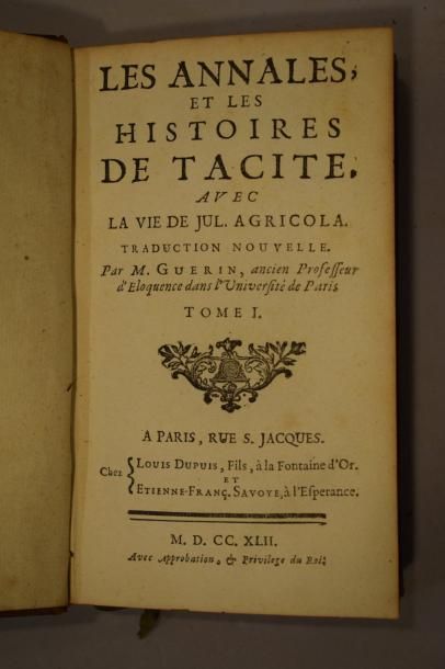 null GUERIN M., Les annales, et les histoires de Tacite [...]

Paris, Dupuis&Savayoe,...