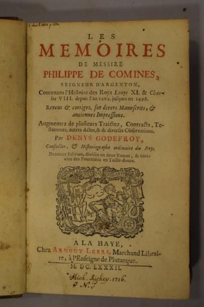 null Lot comprenant : 



- Mémoires de Philippe de Comines. Edition nouvelle augmentée...