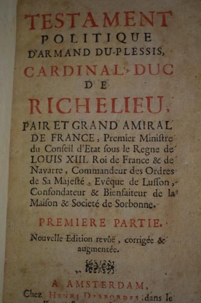 null Lot comprenant : 



- RICHELIEU (Armand du Plessis, cardinal de). 

Testament...
