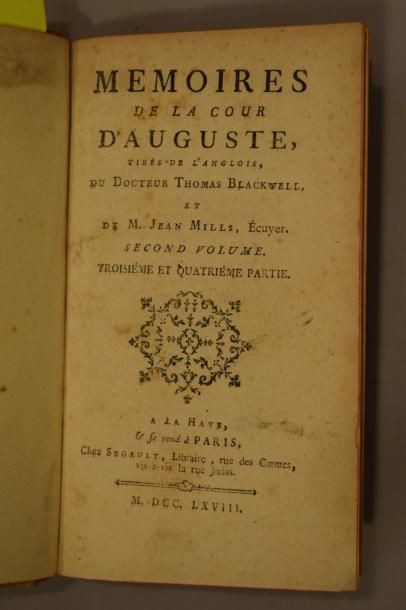 null Mémoires de la cour d'Auguste, tirés de l'anglois du docteur Thomas Blackwell...
