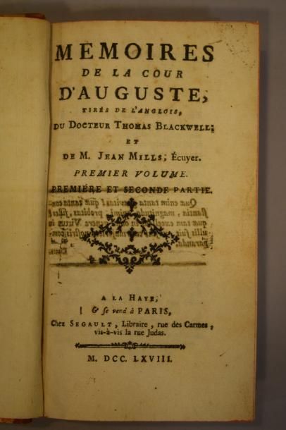 null Mémoires de la cour d'Auguste, tirés de l'anglois du docteur Thomas Blackwell...