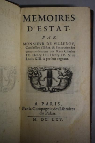 null VILLEROY DE NEUVILLE Nicolas (de), Mémoires d'Estat

Paris, Compagnies des Libraires,...
