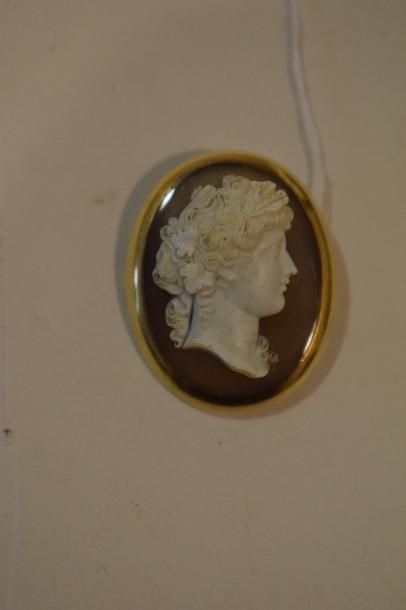 null Broche au camée en agate représentant un profil de jeune bacchante.

Monture...