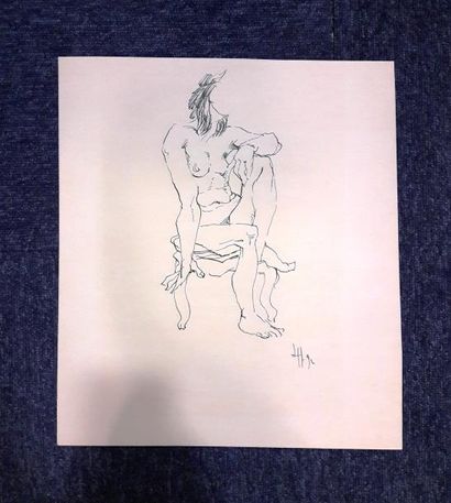 null COPPE Roger (1928) 

Ensemble de 6 oeuvres sur papier : 

Nu féminin assis,...
