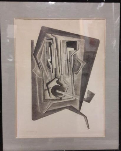 null LUSSIGNY Guy de, 1929-2001, 

Composition à la pipe, 1959, 

crayon noir (légère...