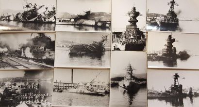 null Onze photographies de navires de la flotte française pendant la Seconde Guerre...