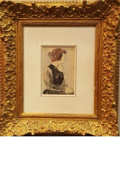 null PIET Fernand, 1869-1942, 

Femme de profil, 

gouache et pastel (rousseurs),...