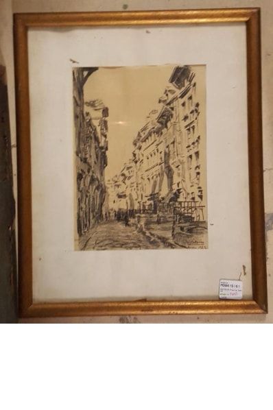 null POITEVIN Pierre Jean, 1889-1933, 

Vieille rue à Rouen, 1923, 

crayon noir...