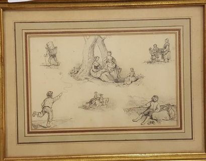 null ADAM Victor (1801-1866) 

Etude de scènes champêtres 

Dessin à la mine de plomb...