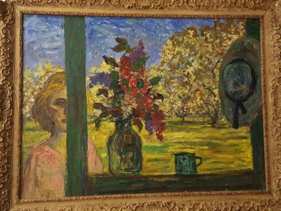null GAVRIN, XXe siècle, 

Femme au jardin, 2001, 

huile sur toile, non signée,...