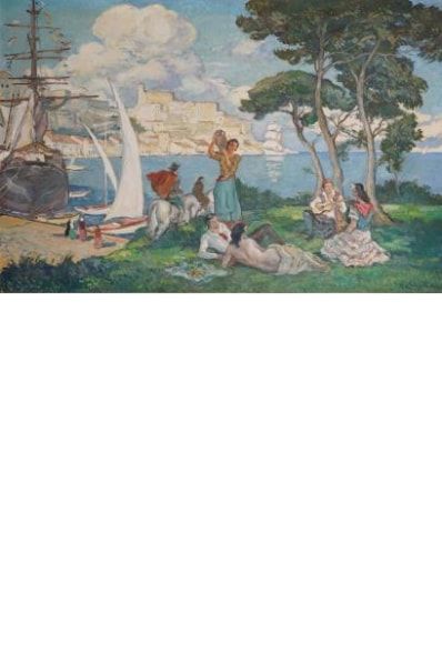null LANGLADE Pierre, 1907-1972, 

Déjeuner sur l'herbe devant le port de la Rochelle

...