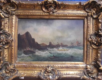 null CHARLES S.,FIN XIXe siècle, 

Sauvetage par grosse mer, 

huile sur toile, signée...