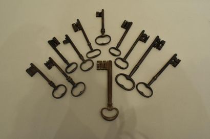 null Lot de huit clefs en fer forgé dont deux clefs bénardes.

XIXe siècle

On joint...