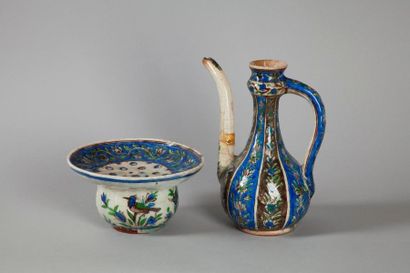 null Aiguière et bassin en céramique, Iran qâjâr, fin XIXeme siècle-

Céramique peinte...