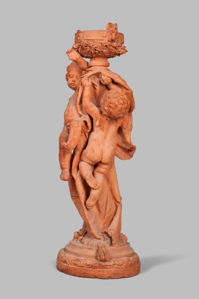 null D'après Jules FRANCESSHI (1825-1893) 

Deux angelots supportant une vasque 

Sculpture...
